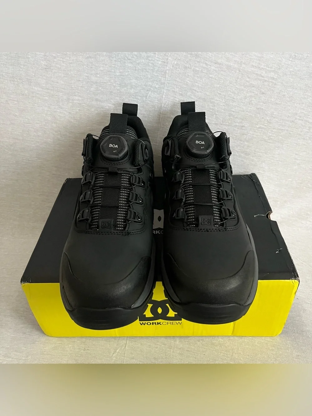 DC Navigator Work Black Sneakers with Gray Accents and BOA Quick Laces